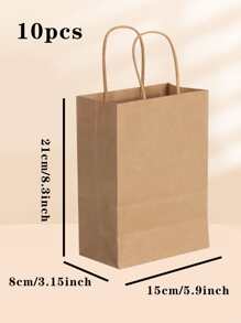 10入組素色一次性禮品袋 - 咖啡棕 - 查看 3