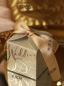 5 piezas Caja de regalo con estampado de letra - Multicolor - Ver 3