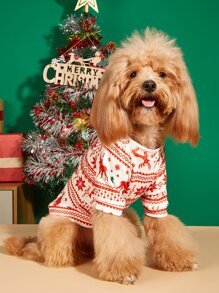 聖誕麋鹿印花寵物運動衫 - 彩色 - 查看 1
