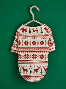 聖誕麋鹿印花寵物運動衫 - 彩色 - 查看 2