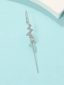 1pc Rhinestone Decor Earring - Silver - View 4