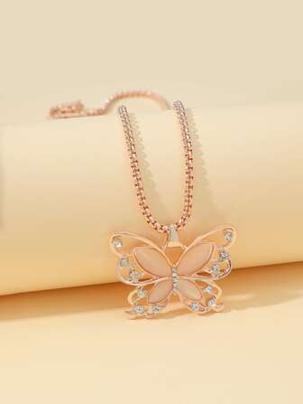 水鑽蝴蝶吊墜項鍊