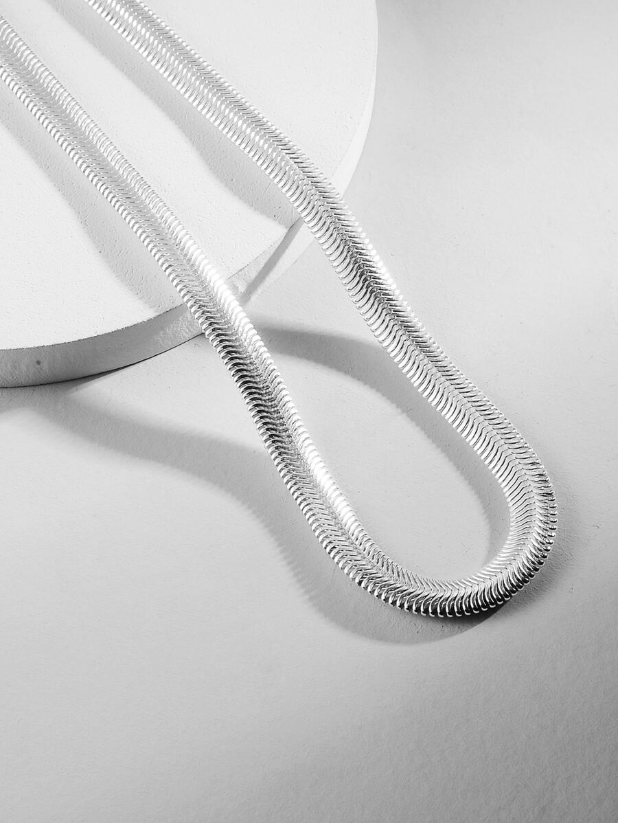 Vòng cổ chuỗi rắn kim loại thời trang và phổ biến cho nam giới để làm quà tặng trang sức và cho vẻ ngoài sành điệu - Bạc - Xem 1