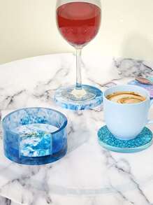 2 piezas molde de silicona en forma de posavasos DIY, molde simple de silicona redondo blanco para manualidades DIY