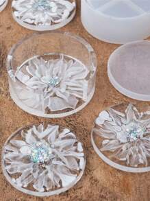 2 piezas molde de silicona en forma de posavasos DIY, molde simple de silicona redondo blanco para manualidades DIY