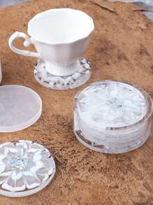 2 piezas molde de silicona en forma de posavasos DIY, molde simple de silicona redondo blanco para manualidades DIY