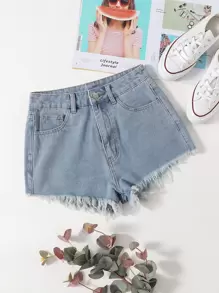 Comfortcana Sun & Moon Print Denim Shorts - Light Grey - View 2