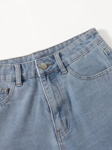 Comfortcana Sun & Moon Print Denim Shorts - Light Grey - View 5