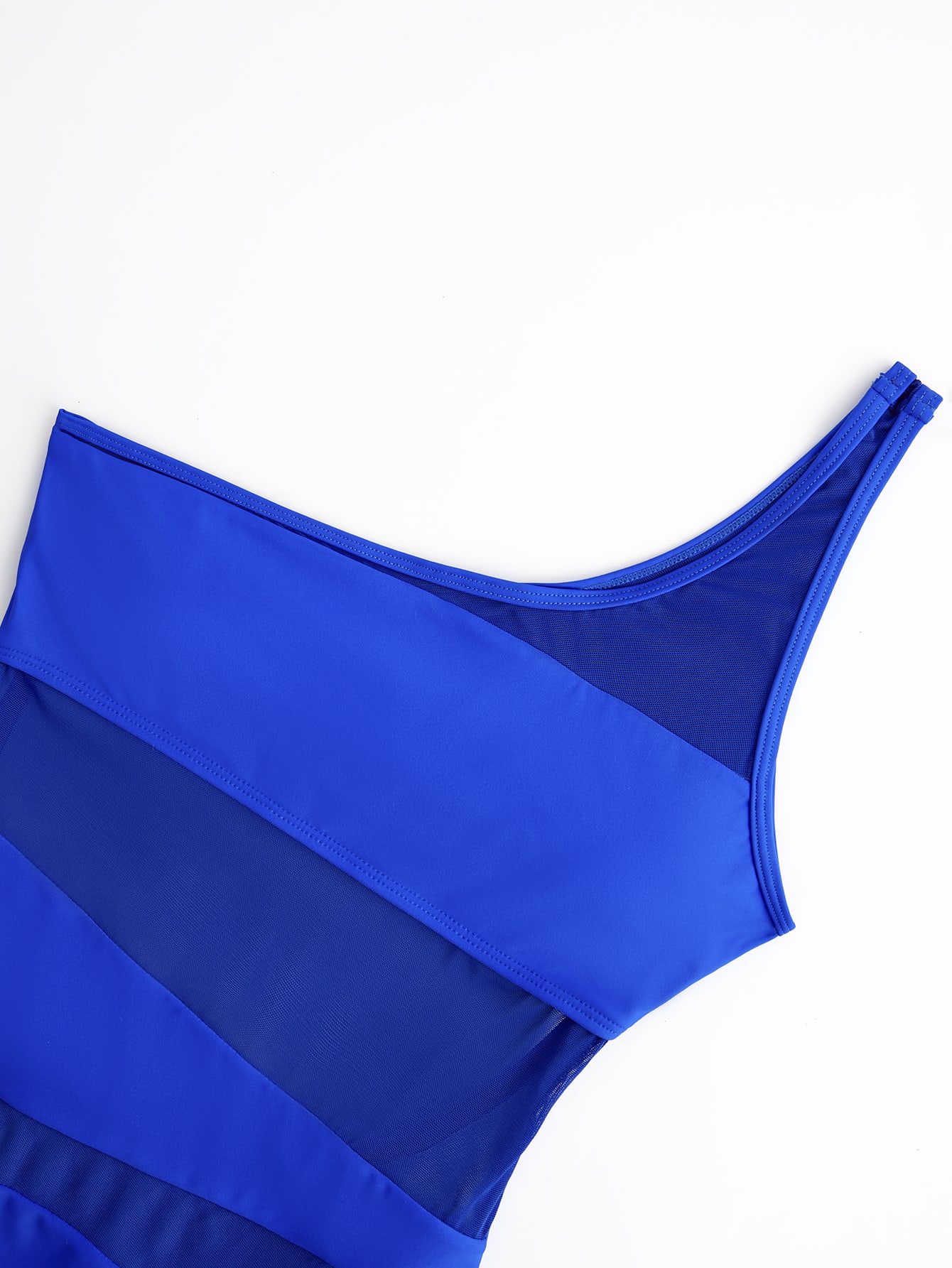 Bikinx One Shoulder Contrast Mesh One Piece Swimsuit SHEIN USA