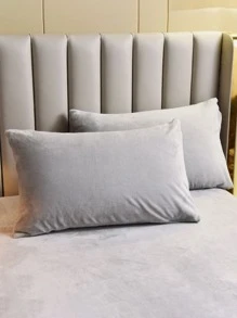 Plain Fitted Sheet Set Without Filler - Grey - View 5