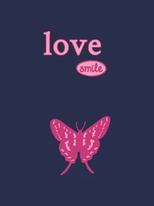 SHEIN Coolane Plus Size Butterfly & Slogan Graphic Drawstring Thermal Sweatshirt - Navy Blue - View 8