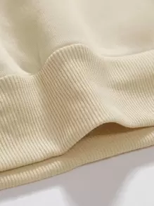 Manfinity Homme Men Letter Graphic Drawstring Hoodie & Sweatpants - Khaki - View 3