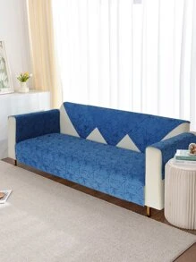 1pc Geometric Jacquard Sofa Towel - Blue - View 2