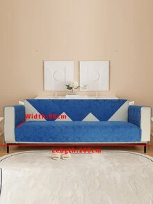 1pc Geometric Jacquard Sofa Towel - Blue - View 3
