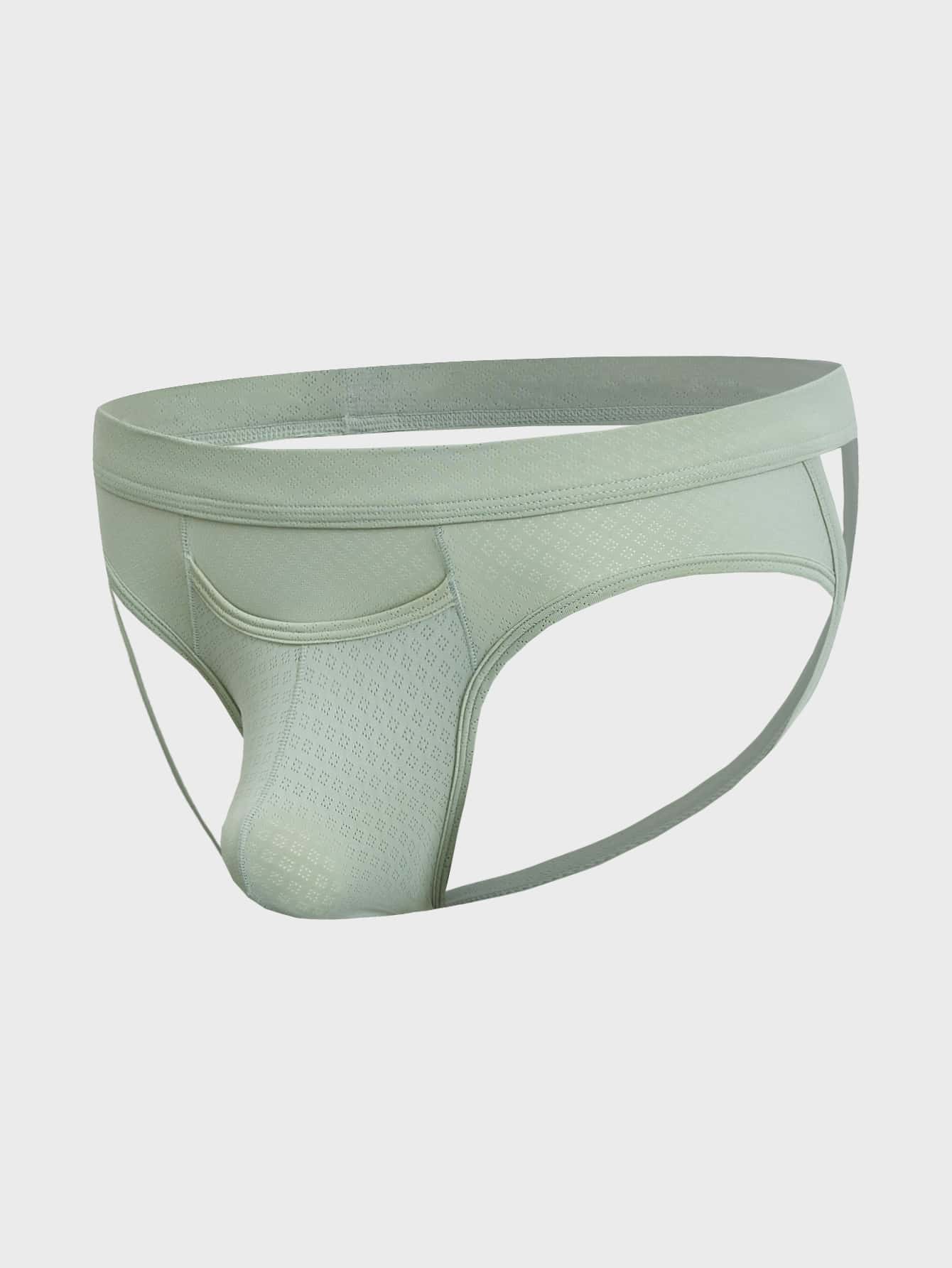 Men Solid Jockstrap Sexy Underwear - Mint Green - View 1