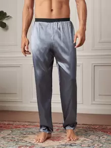 Men Satin Pyjama Trousers - Grey - View 1