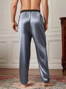 Men Satin Pyjama Trousers - Grey - View 2