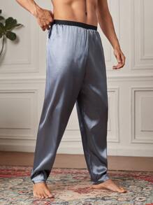 Men Satin Pyjama Trousers - Grey - View 4