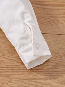 年輕女孩荷葉邊飾peter Pan領襯衫 - 白色 - 查看 7