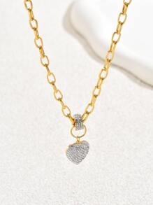 LIEBEIRIS 水鑽心形墜飾項鍊 - 金黃色 - 查看 2