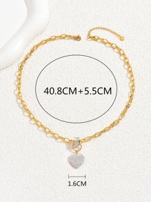 LIEBEIRIS 水鑽心形墜飾項鍊 - 金黃色 - 查看 4