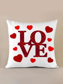 Heart & Letter Graphic Cushion Cover Without Filler