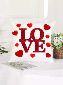 Heart & Letter Graphic Cushion Cover Without Filler