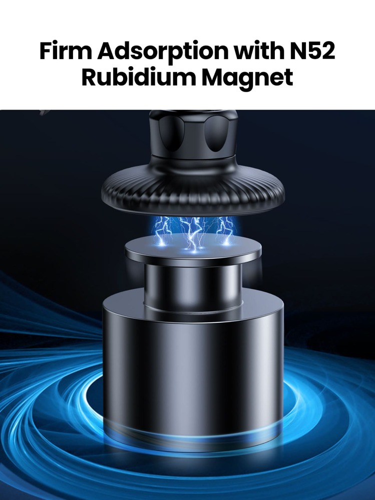 UGREEN 车载磁力手机支架仪表盘支架强磁带 3M 背胶适用于 4.7-7.2 英寸手机 360° 旋转手机支架迷你尺寸 - 黑色 - 查看 3