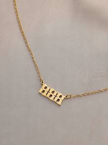 數字吊墜項鏈 - 金黃色 - 查看 2