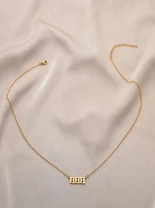 數字吊墜項鏈 - 金黃色 - 查看 3