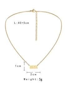 數字吊墜項鏈 - 金黃色 - 查看 4