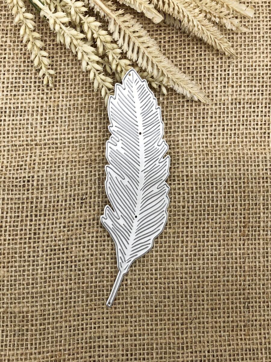 1pc Feather Shaped Cutting Die - Silver - View 1