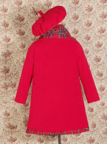 小女童格子呢圖案連衣裙和外套和圍巾 - 彩色 - 查看 2