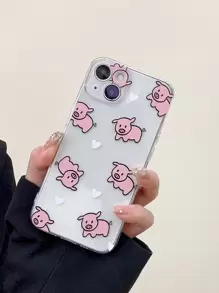 可爱卡通猪图案手机壳适用于 iPhone 15/15Pro/15Plus/15Promax - 彩色 - 查看 2