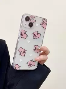 可爱卡通猪图案手机壳适用于 iPhone 15/15Pro/15Plus/15Promax - 彩色 - 查看 4