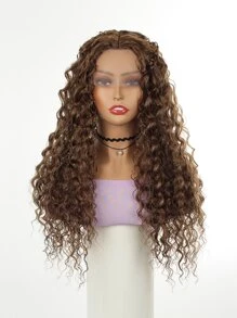 蕾絲前長款捲髮人造假髮 - Light Brown - 查看 3