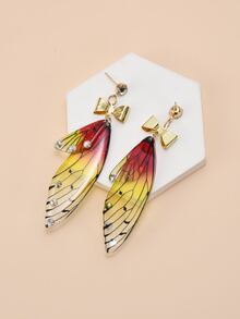 Pendientes largos con diseño de diamante de imitación ala - Multicolor - Ver 2