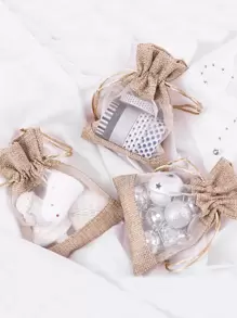 4 piezas Bolsa de regalo transparente con diseño de cordón - Multicolor - Ver 1