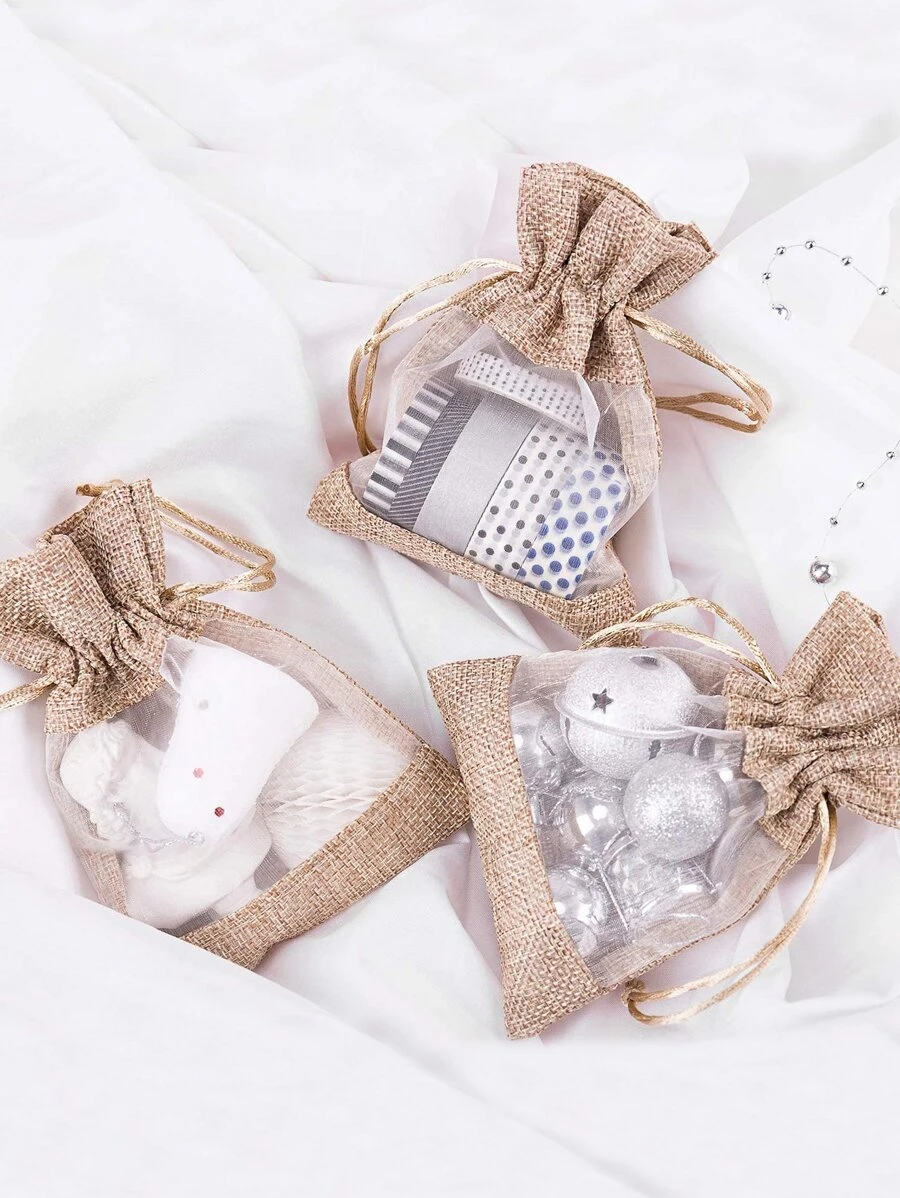 4 piezas Bolsa de regalo transparente con diseño de cordón - Multicolor - Ver 1
