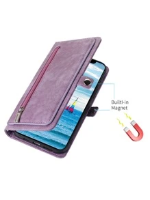 1入組翻蓋錢包風格可摺疊pu皮革手機殼帶卡槽,防震防摔,適用於iphone 15 Pro Max和galaxy S24 Ultra - 紫色 - 查看 3