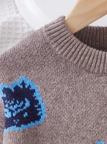 Niñas con patrón de dibujo Jersey & bajo con fruncido Falda de punto - Marrón Mocha - Ver 4