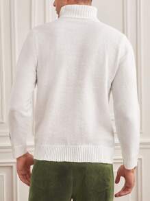 Manfinity Men 1 PC Turtleneck Solid Jumper - White - View 2
