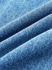 SHEINBlues High Waist Raw Trim Ruffle Hem Belted Jeans - Medium Wash - View 13