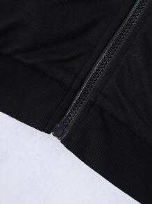 女孩蝴蝶圖案拉鏈連帽衫和運動褲 - 黑色 - 查看 7