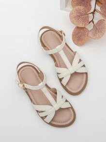 1 Đôi dép bệt đế bằng nhiều màu thời trang & thoải mái cho bé gái, thích hợp để mặc hàng ngày vào mùa hè, đám cưới, sân khấu, phong cách Bohemian - Màu be - Xem 2