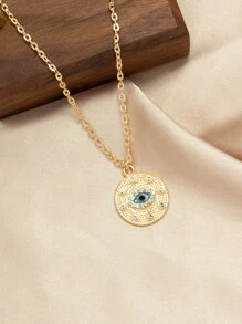 Collar ojo con diseño de redondo - Amarillo Oro - Ver 2