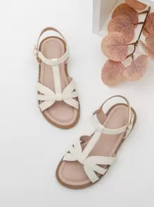 1 Đôi dép bệt đế bằng nhiều màu thời trang & thoải mái cho bé gái, thích hợp để mặc hàng ngày vào mùa hè, đám cưới, sân khấu, phong cách Bohemian - Màu be - Xem 6