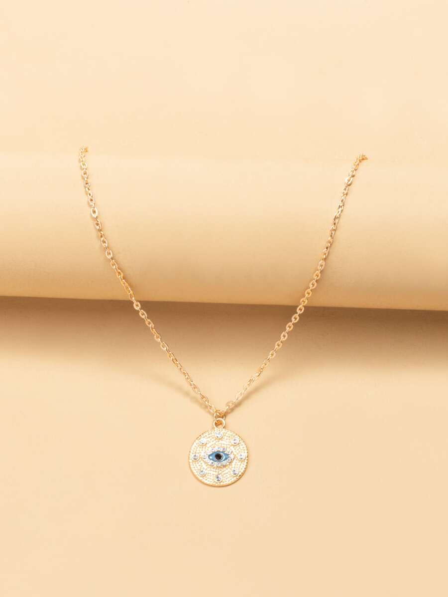 Collar ojo con diseño de redondo - Amarillo Oro - Ver 1