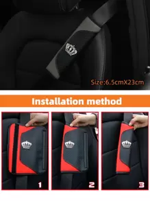 MEIKAXIU 1 miếng đệm vai trang trí dây an toàn ô tô bằng da PU đính đá lấp lánh Crown Bling Bling - Xám - Xem 4