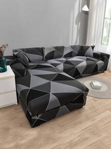 1 Vỏ bọc ghế sofa lụa sữa in họa tiết + 1 Vỏ gối 42*42cm, Vỏ bọc ghế sofa phong cách đồng quê Mỹ tối giản in họa tiết hình học, Vỏ bọc bảo vệ ghế sofa bằng vải thun Spandex co giãn cho ghế sofa dài hình chữ L, 1/2/3/4 chỗ ngồi - Nhiều màu - Xem 1